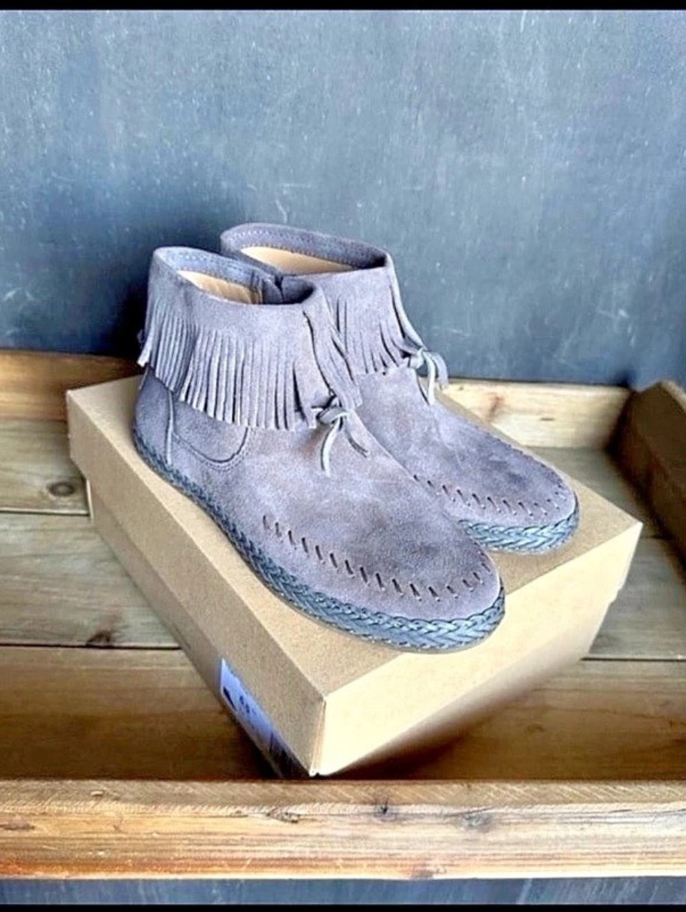 UGG Boots / Kennadi Suede Fringe Moccasin Booties Size 6